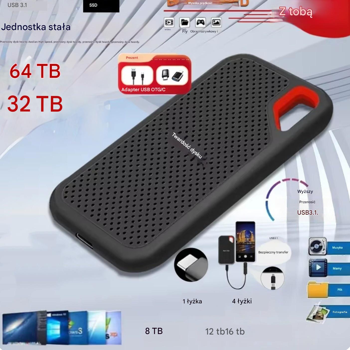 【Ostatni dzień 🔥50% zniżki】 💥【8TB–128TB】Szybki, przenośny dysk twardy o dużej pojemności