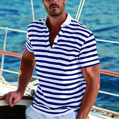 👕🔥【50% taniej】[S-7XL] Męska letnia koszulka polo w paski (styl sportowy)