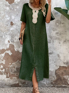 🧚‍♀️ 50% de descuento🔥 Vestido holgado de cuello redondo para mujer, tallas grandes ✅️ Pago contra entrega