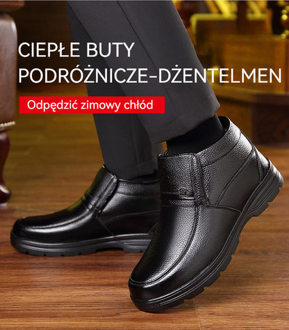 【Zimowa zniżka 50%】🔥🔥 Oryginalne skórzane buty męskie z bawełny, zapewniające ciepło zimą, wykonane z aksamitu i pogrubionej, wysokiej jakości skóry bydlęcej