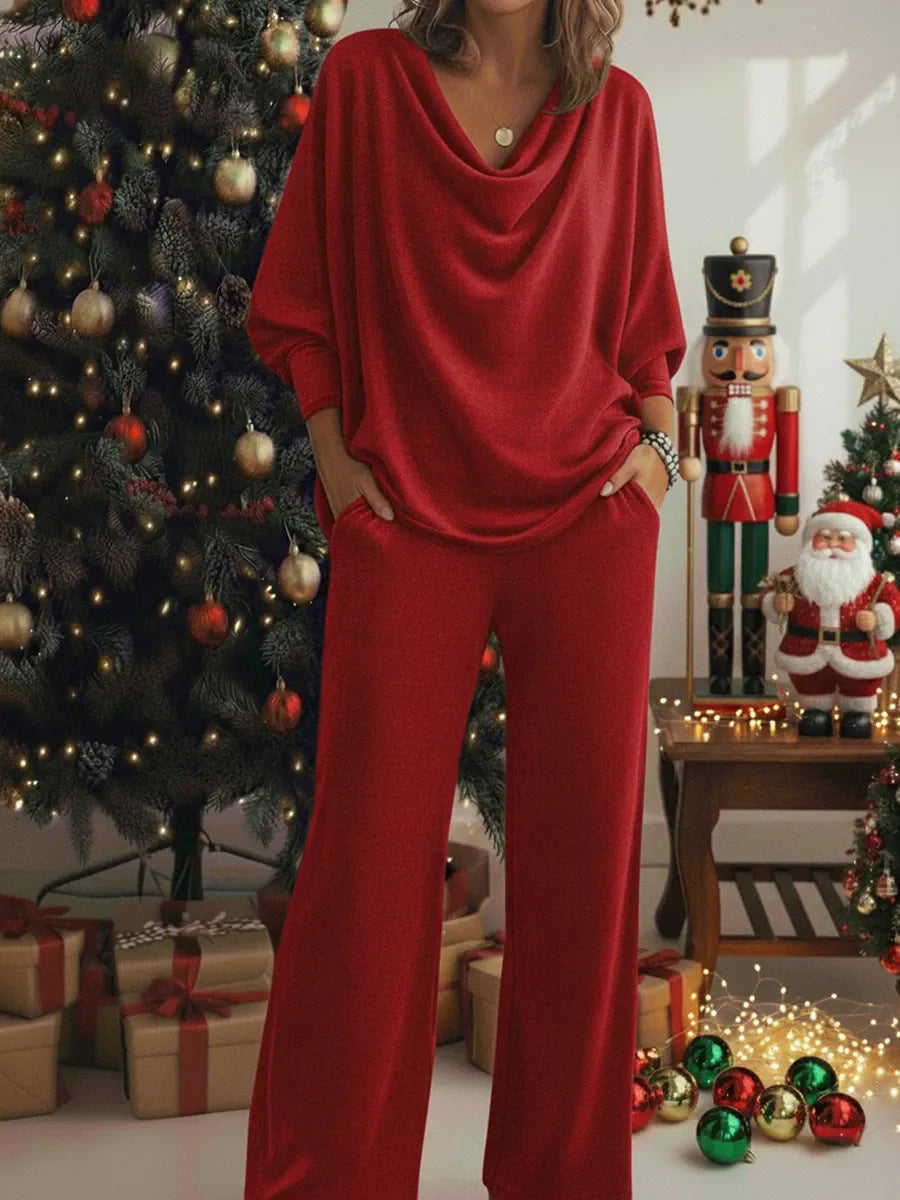 📢📢50% отстъпка!!! 🎅Комплект от две части, включващ удобен кадифен суитшърт и чифт еластични панталони.