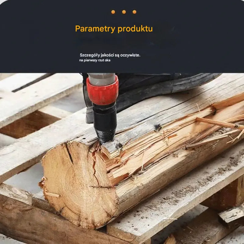 【Kupi 1, dobiješ 1 gratis】【Svrdlo za cijepanje drva promjera 50 mm + 3 adaptera različitih dimenzija】 Električno svrdlo za cijepanje drva od ojačanog čelika, čvrsto i izdržljivo, štedi snagu i povećava učinkovitost