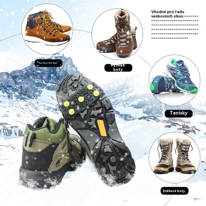 👴🚶🏔️❄️Kupite 2, dobijte 2 gratis🔥Nevidljivi protuklizni rukavi za dereze s 5 zubaca, vanjske dereze, pogodne za planinarenje po snijegu, planinarenje, penjanje po stijenama i zimske ledene površine, obavezni dio za starije osobe.