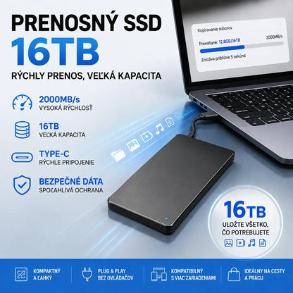 🔥🔥【Zľava 50 %✨】Prenosný pevný disk s kapacitou 16 TB – vysokorýchlostný prenos, veľká kapacita