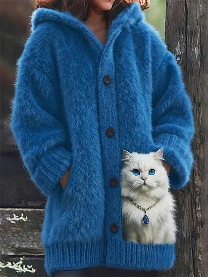 💖💐【S-5XL】Pluszowy, uroczy płaszcz z kapturem i podszewką z polaru