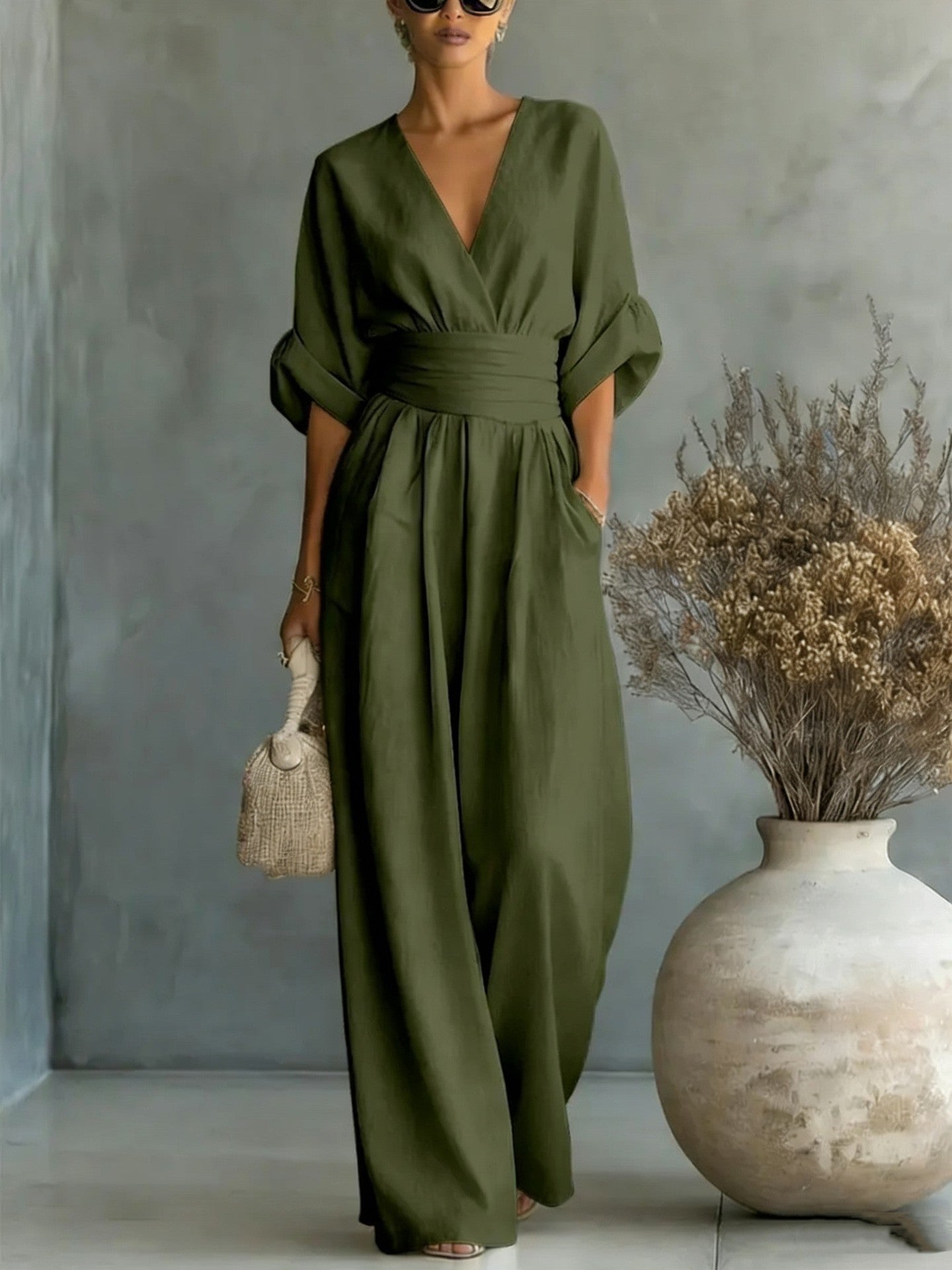 🌿【S-5XL】Mono elegante de tejido natural – realza la cintura y disimula imperfecciones.