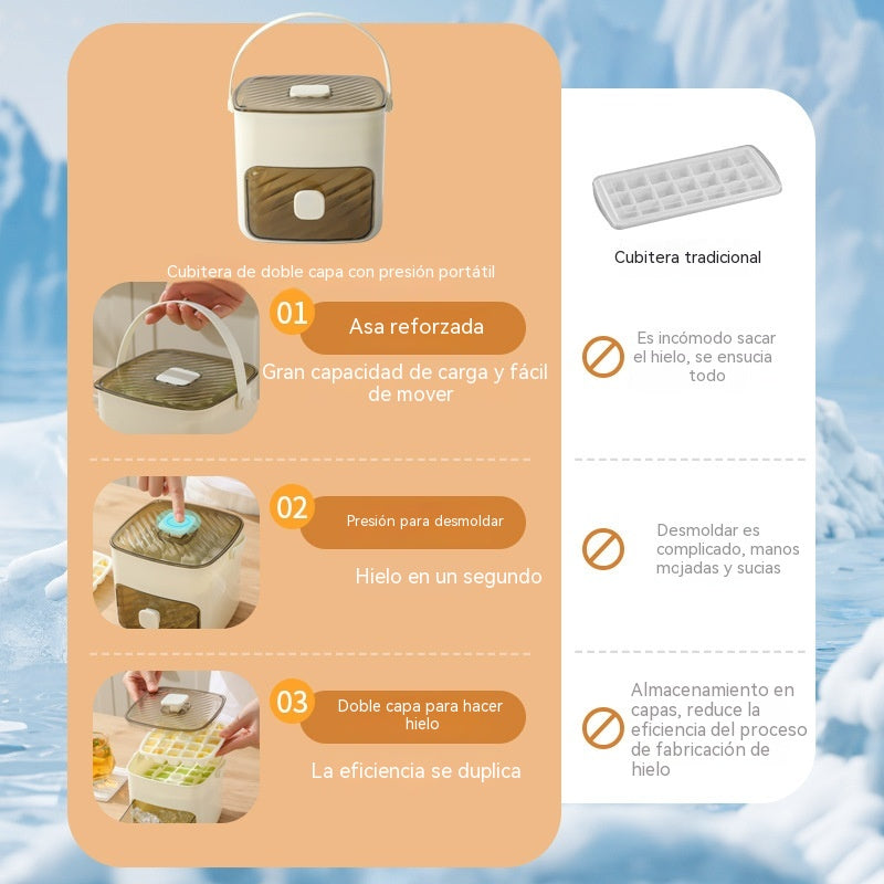 50%OFF🧊 Máquina de hielo portátil | Con tapa y recipiente para almacenar hielo (hace 48 cubitos de hielo a la vez)