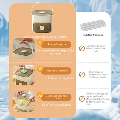 50%OFF🧊 Máquina de hielo portátil | Con tapa y recipiente para almacenar hielo (hace 48 cubitos de hielo a la vez)