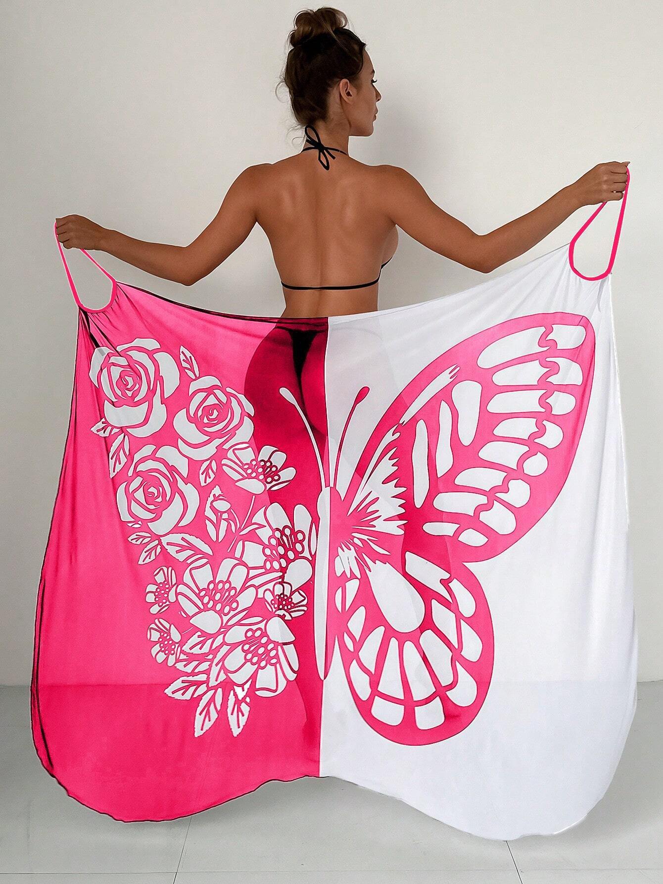 ✨🦋【Nowy produkt ze zniżką】🦋Nowe damskie szyfonowe narzutki przeciwsłoneczne z nadrukiem motyli na plażę 2025
