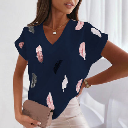 🎉🌈【Ograniczona ilość】🔥✨【S-6XL】2025 Lato Nowy Prosty Wygodny Miękki Damski T-shirt z nadrukiem 3D Piór