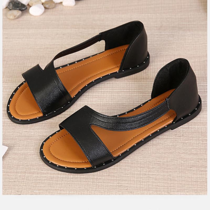 🎀🎁【36-43】 skórzane płaskie sandały z otwartymi nitami w kształcie rybich ust- 👡 👡