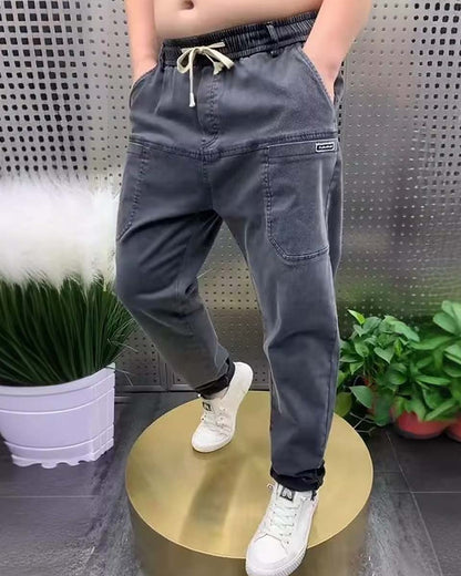 【S-5XL】Dżinsy męskie rozciągliwe z dodatkowymi kieszeniami w dużych rozmiarach