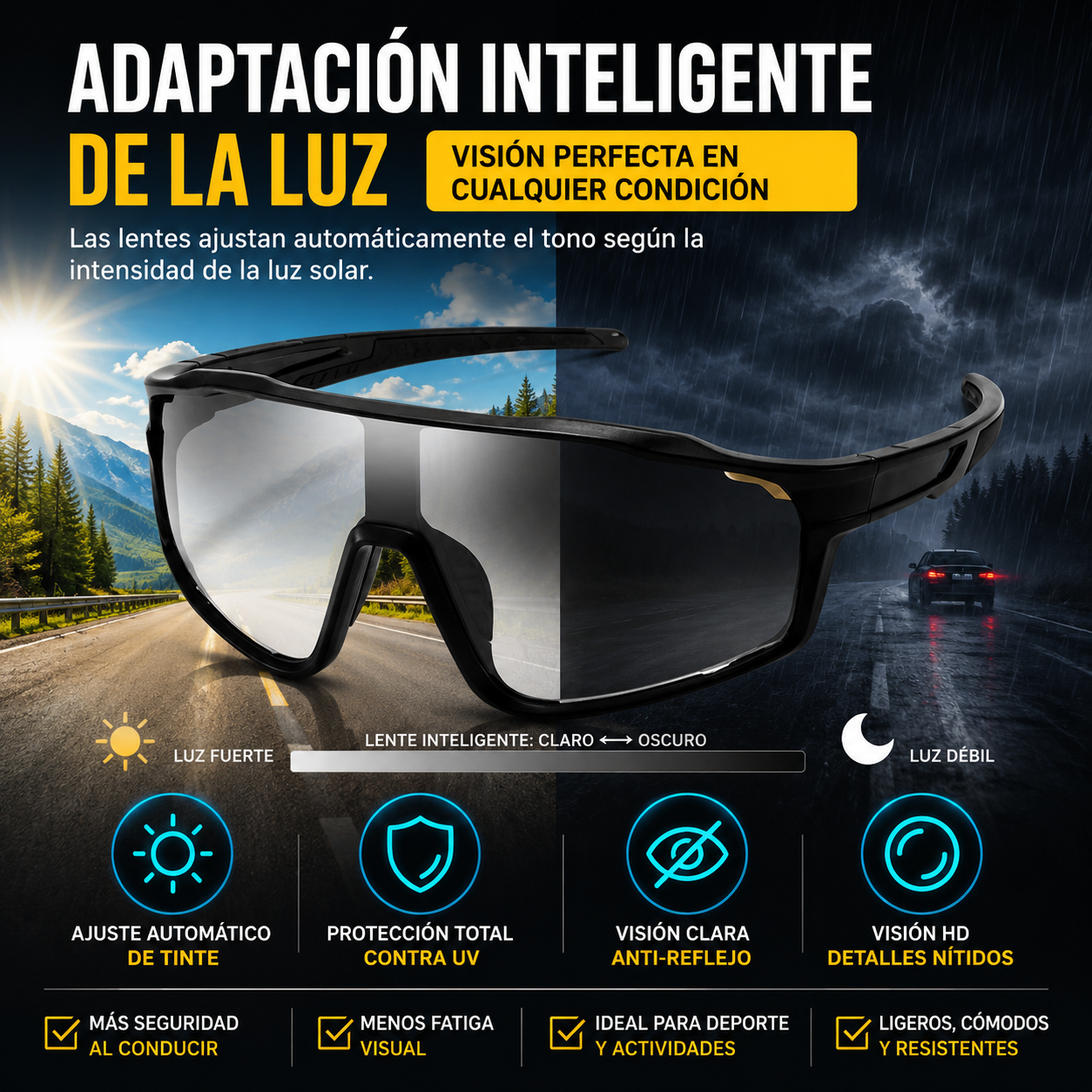 🏃‍♂️ ¡Oferta especial! 🚴‍♀️ Gafas deportivas fotosensibles para hombres y mujeres.✅️Pago contra entrega