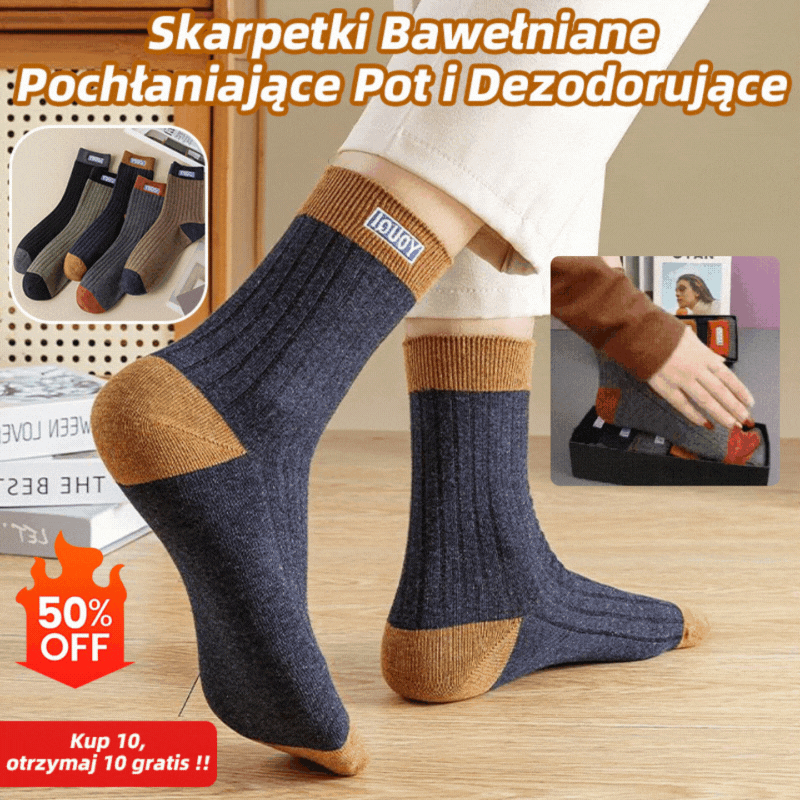 🔥🧦【Kup 5 par, a 5 otrzymasz gratis】✨🎉【Opakowanie 10 par】Nowe miękkie i wygodne skarpetki męskie z czystej bawełny, pochłaniające pot i odporne na zapachy