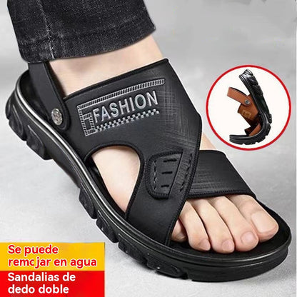 🐂⏳🔥【Nueva oferta al 50%】🔥【38-47】Nuevas sandalias de playa de cuero con suela gruesa para hombre.