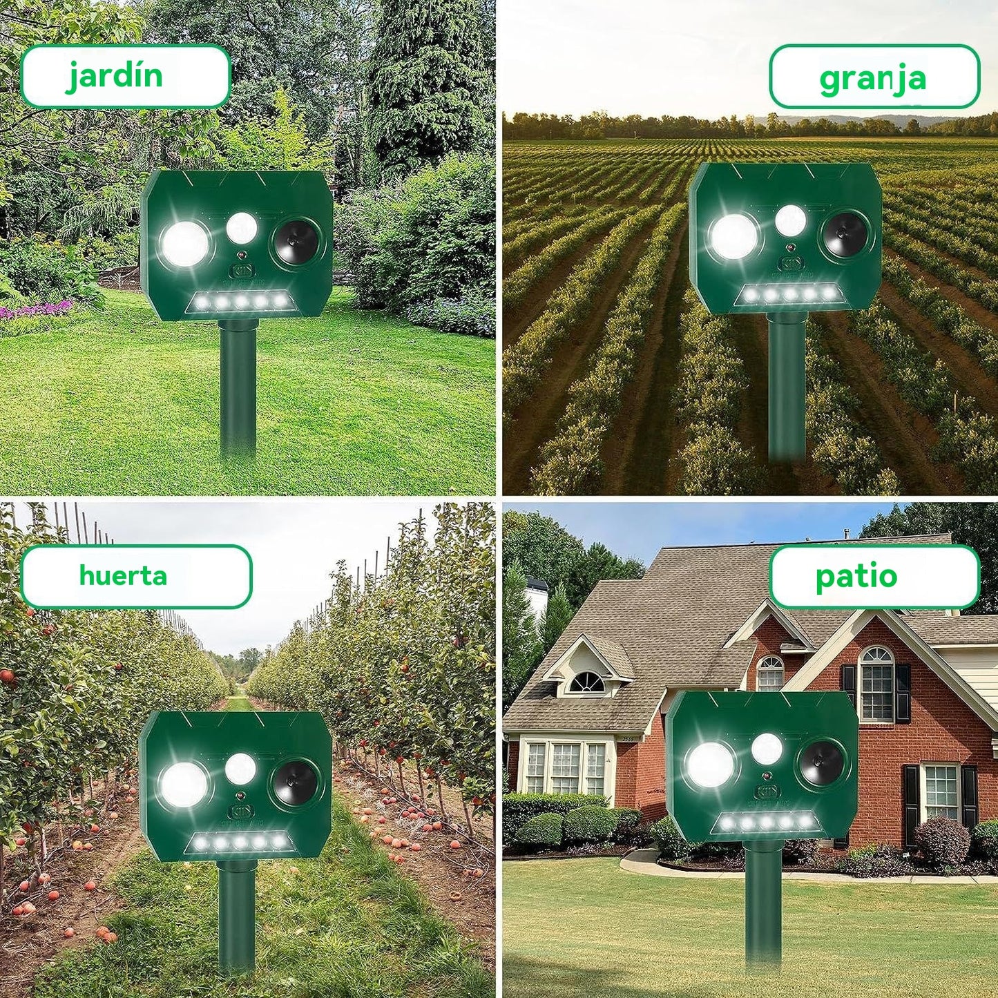🔥Repelente ultrasónico de aves para exteriores con energía solar, dos bocinas y luces intermitentes ✅️Pago contra entrega