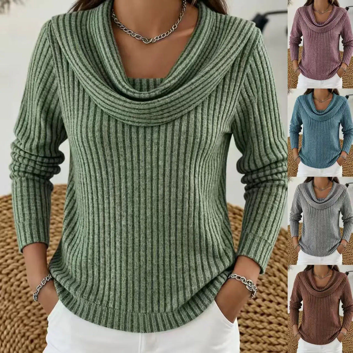 💥💥【S-3XL】Nowa luźna dzianinowa bluzka z długim rękawem w stylu casual