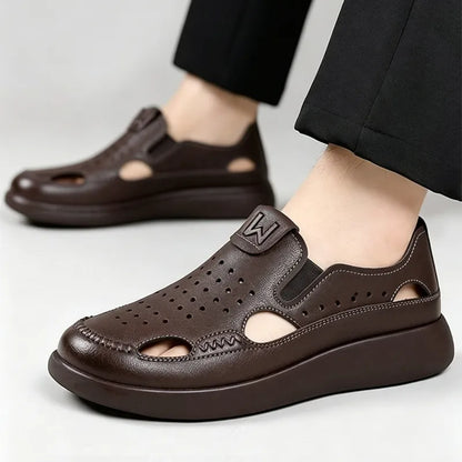 👞【50% OFF】Mocasines casuales para hombre con diseño perforado, suela gruesa y suave antifatiga