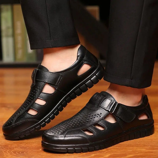 👞🏆【38-44】Sandalias casuales para hombre con suelas suaves y resistentes al desgaste, hechas de cuero de vaca de alta calidad, que brindan comodidad y durabilidad. ✅️Pago contra entrega