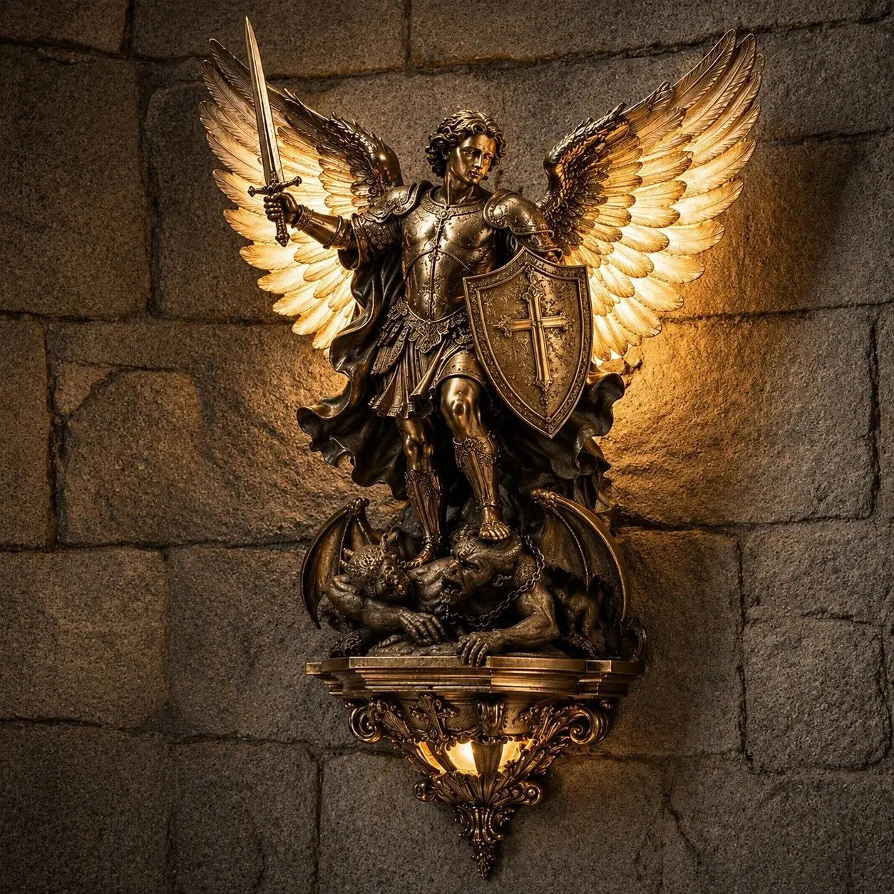 🕊️Lámpara de pared del ángel guardián de San Miguel✨