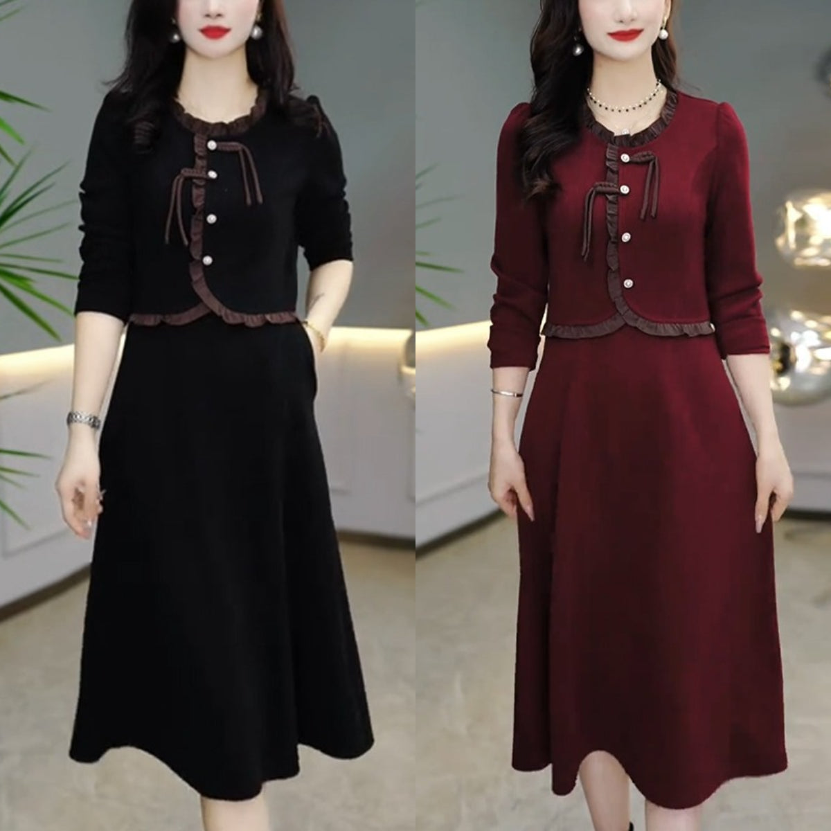 🎀👗【Vruća prodaja】🔥【M-4XL】Jesen i zima nova haljina novog temperamenta