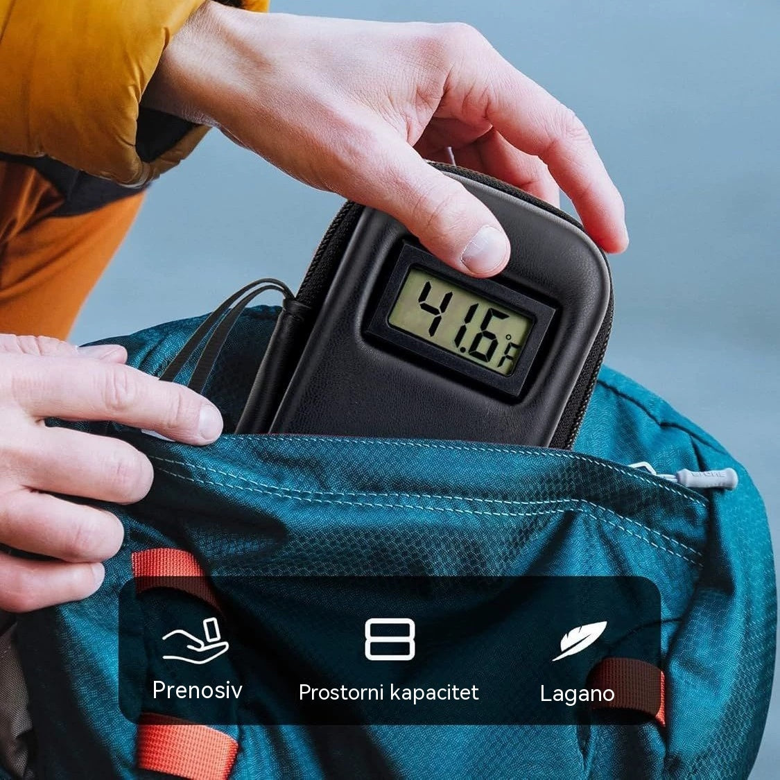 Putna hladnjača za inzulin s prikazom temperature