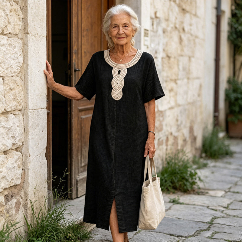 🧚‍♀️👗【50% popusta🔥】【S-3XL】💖Ljetna ženska haljina - mješavina čistog pamuka i lana, s prorezima, široki kroj