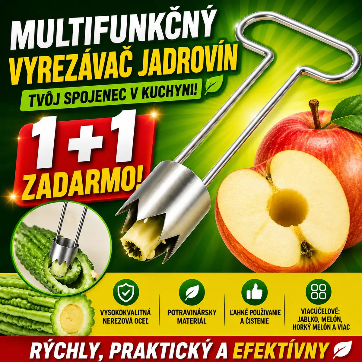 ✨ ✨【Kúpte 1 a získajte 1 zadarmo】Multifunkčný odstraňovač kôstok z ovocia a zeleniny – Jednoduché odstránenie kôstok z ovocia