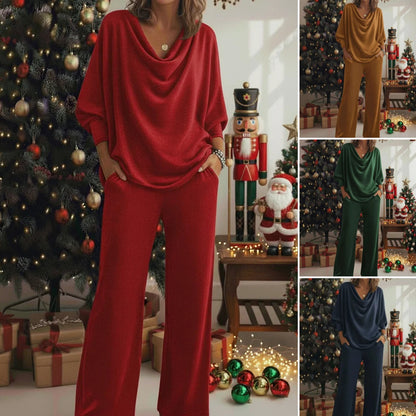 📢📢50% отстъпка!!! 🎅Комплект от две части, включващ удобен кадифен суитшърт и чифт еластични панталони.