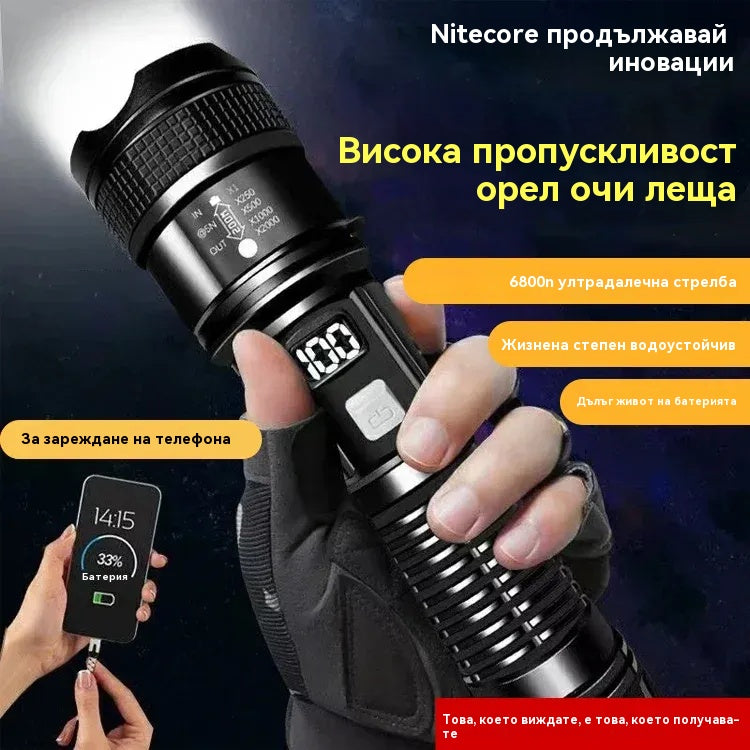 💥🔦【Купи 1, вземи 1 безплатно】Хитов високоярък многофункционален фенер с увеличение за външна употреба