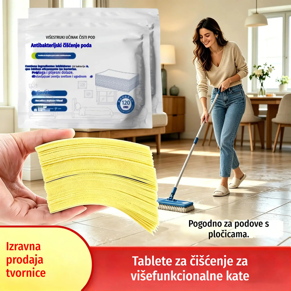🧹✨ 240 višenamjenskih antibakterijskih i dezodorirajućih tableta za čišćenje | Pogodno za parket, laminatne podove, pločice i zidove kampera