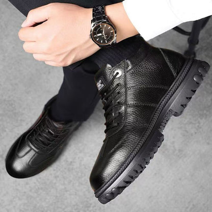 💥Brezplačna dostava【39-44】Moški zimski čevlji iz debelega usnja in bombaža s podlogo iz flisa