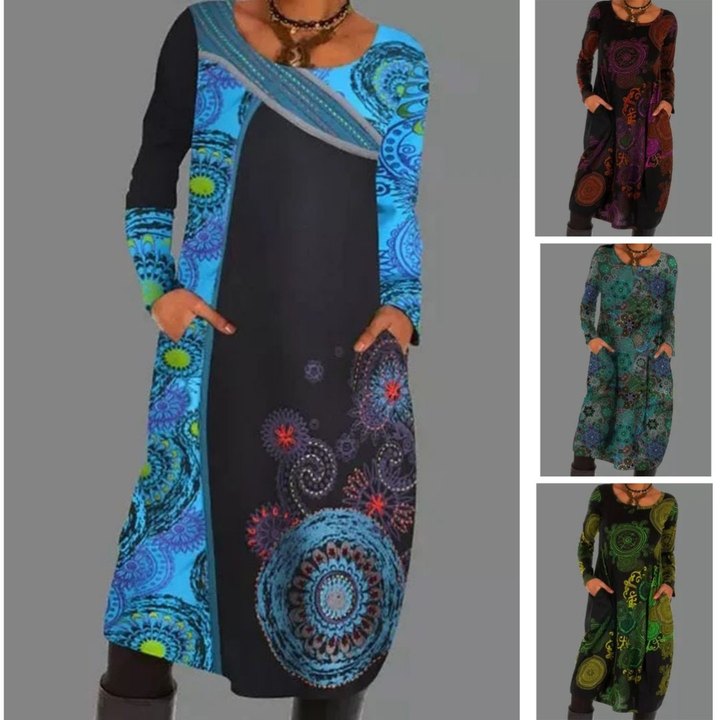 🔥✨【50% zniżki🎉】【S-5XL】Nowa jesienno-zimowa modna sukienka z nadrukiem 3D, swobodna i uniwersalna