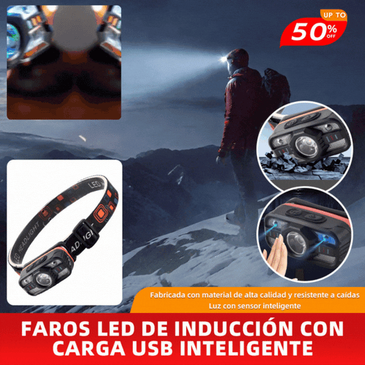 💥【50% de descuento】🌟💡Faros LED de inducción con carga USB inteligente