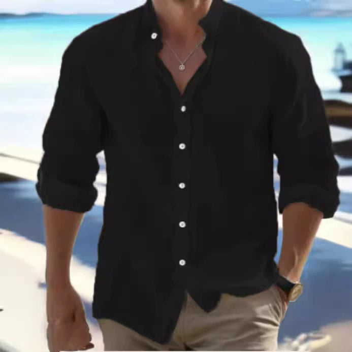 🔥【50% de descuento】🔥【M–5XL】Camisa de hombre transpirable de algodón y lino: cómoda, ligera y de corte holgado.