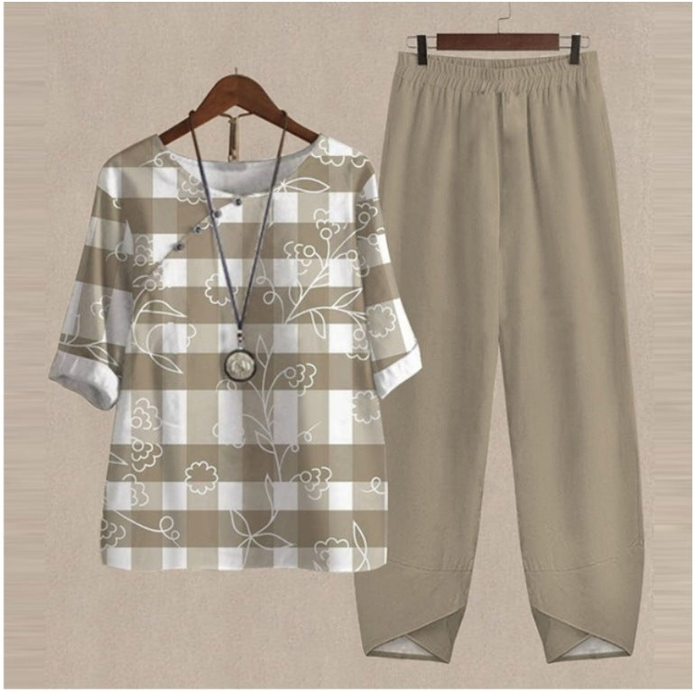 💐✨【Wysoka jakość】[S-5XL] 2025 nowy dwuczęściowy komplet z nadrukiem 【top + spodnie】