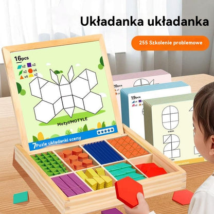 👶🌈🧩【225 elementów】🔥Magnetyczna drewniana układanka tangram, trening mózgu i zabawka edukacyjna dla dzieci, stymuluje myślenie