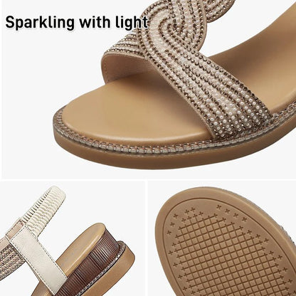 🔥🎉【Ograniczona ilość】2025 letnie damskie sandały z kryształkami ✅miękka podeszwa✅wygodne i modne