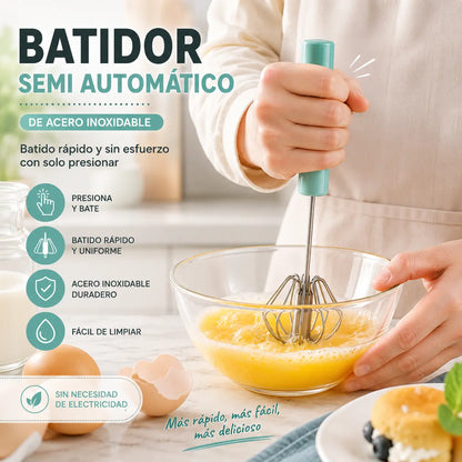 23€【 Conjunto de 2 piezas】Batidor de huevos semiautomático de acero inoxidable