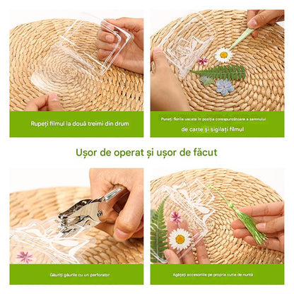 🌸🌷 【80/160 sztuk】Zakładki do książek DIY z przezroczystymi suszonymi kwiatami - kwiat nie jest wliczony w cenę