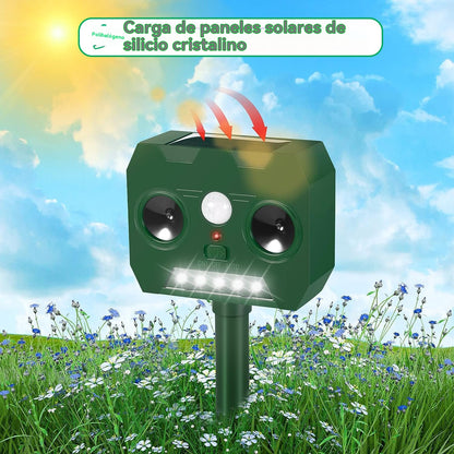 🔥Repelente ultrasónico de aves para exteriores con energía solar, dos bocinas y luces intermitentes ✅️Pago contra entrega