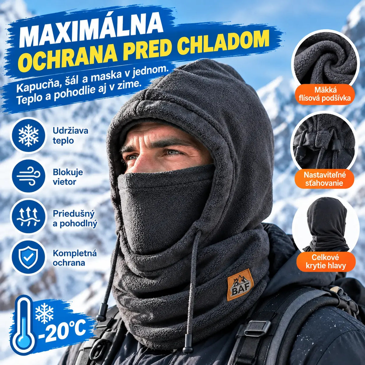 ✨❄️ Úplne uzavretá teplá čiapka s flísovou podšívkou ⛷️ je ideálnou voľbou pre outdoorové aktivity.