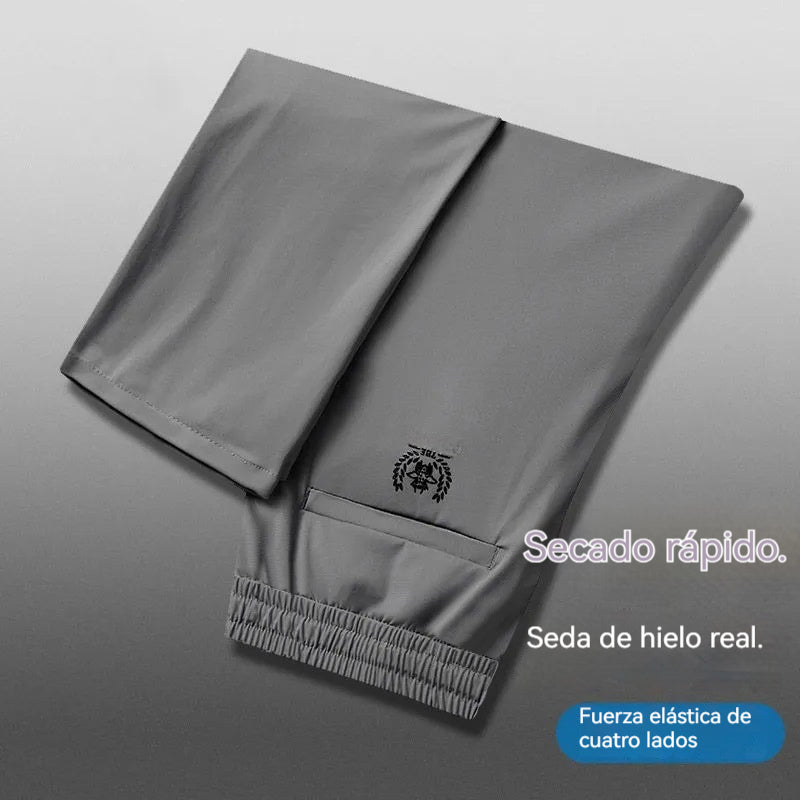 💥🧊😍【M-5XL】Pantalones finos de seda helada para hombre, ideales para el verano. El tejido es suave, cómodo, transpirable y de secado rápido.