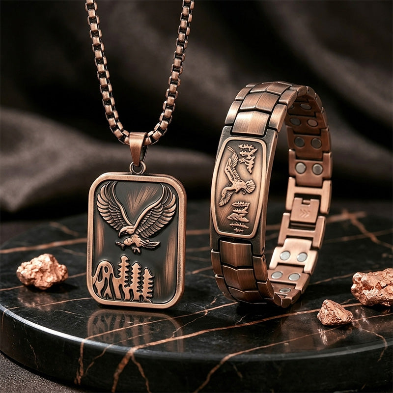 🔥【Pulsera + Collar】Pulsera magnética para hombre con diseño de águila