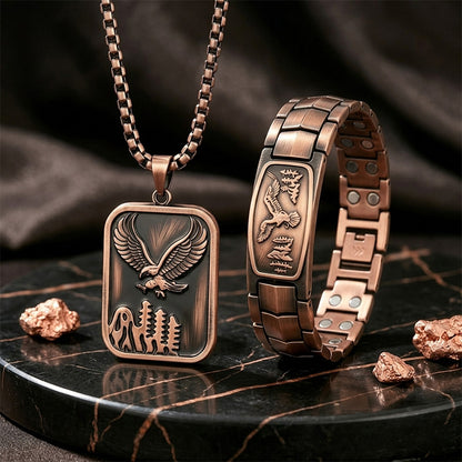 🔥【Pulsera + Collar】Pulsera magnética para hombre con diseño de águila