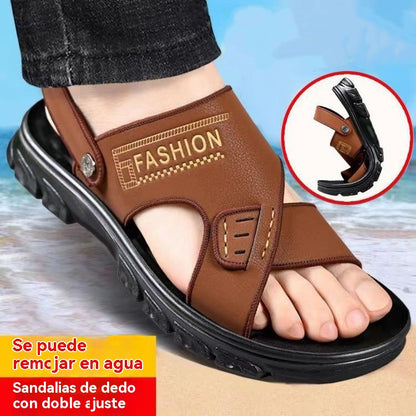 🐂⏳🔥【Nueva oferta al 50%】🔥【38-47】Nuevas sandalias de playa de cuero con suela gruesa para hombre.