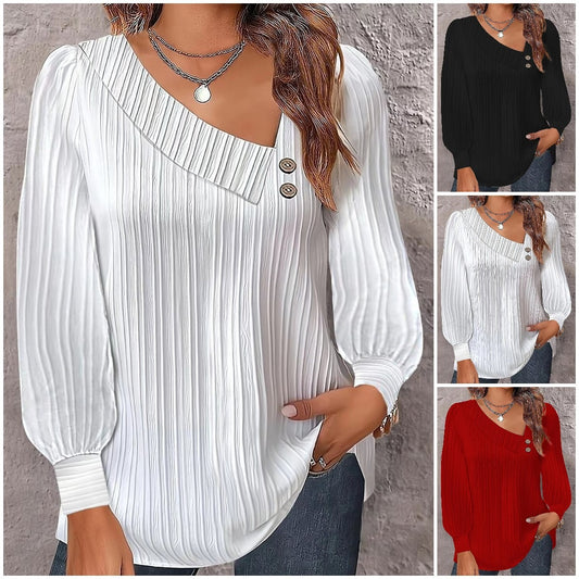 💗【Ograniczona czasowo zniżka】 【S-2XL】 2025 Jesienna damska koszula z długim rękawem i guzikami w jednolitym kolorze