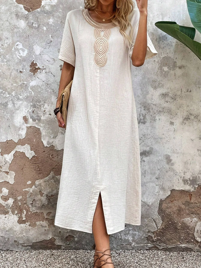 🧚‍♀️ 50% de descuento🔥 Vestido holgado de cuello redondo para mujer, tallas grandes ✅️ Pago contra entrega