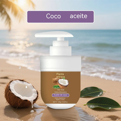 🔥🌷【Oferta especial✨】Crema depilatoria facial y labial con aceite de coco: suave y no irritante