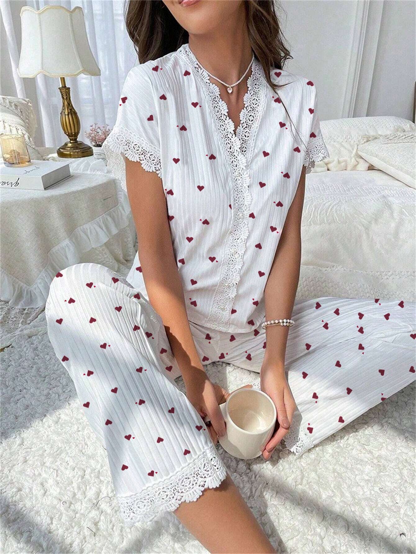 💥【50% off limitado】Pijama mujer 2026, estampado y bordado, suave y cómodo